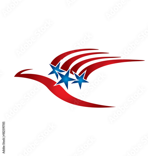 USA flag, red stripes and blue stars