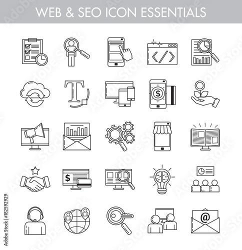 Big bundle of essential basic line art icons