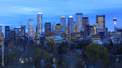 Night view of Calgary, Canada skyline