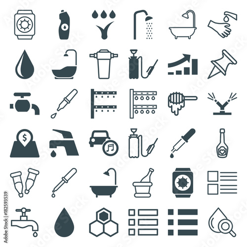 Set of 36 drop filled and outline icons