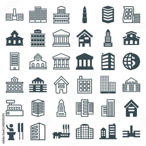 Set of 36 government filled and outline icons © HN Works