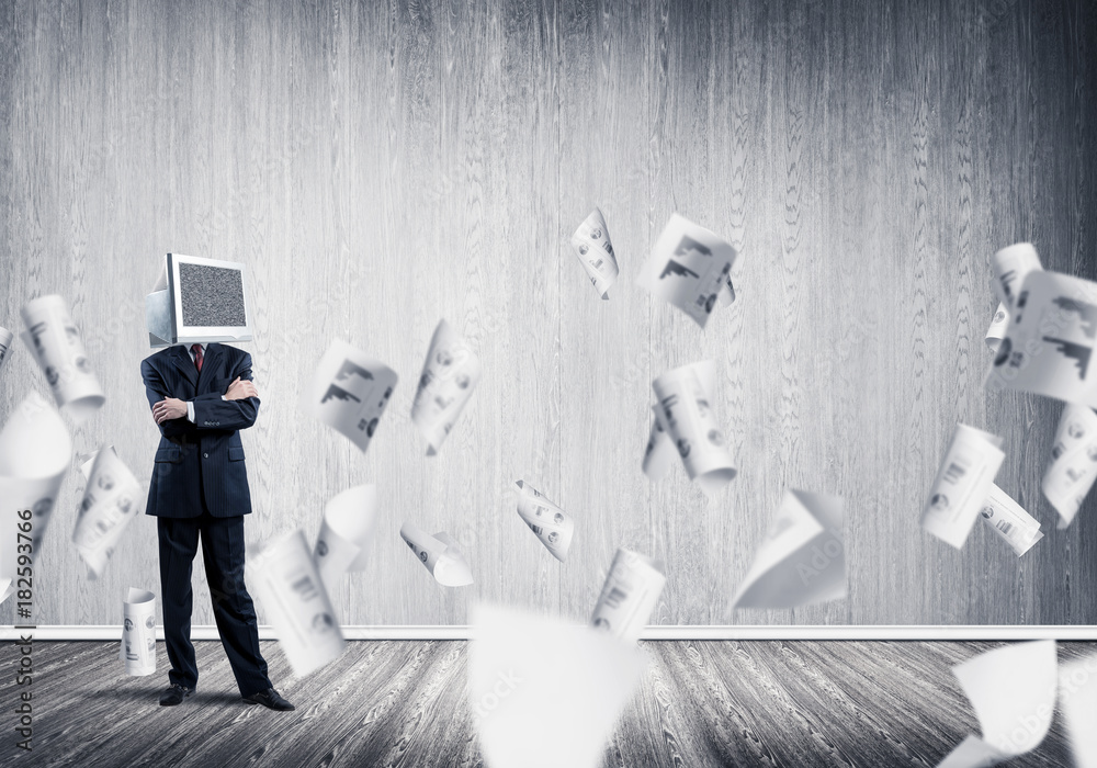 Businessman with monitor instead of head. Businessman with monitor instead of head.