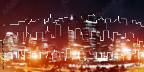 Background conceptual image of night illuminated town as symbol for active lifestyle