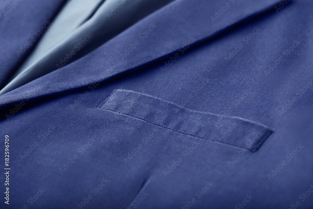 Pocket on elegant male suit, closeup Pocket on elegant male suit, closeup