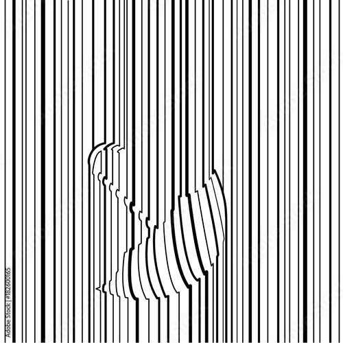  Black and white pop art geometric pattern  withumbrella.