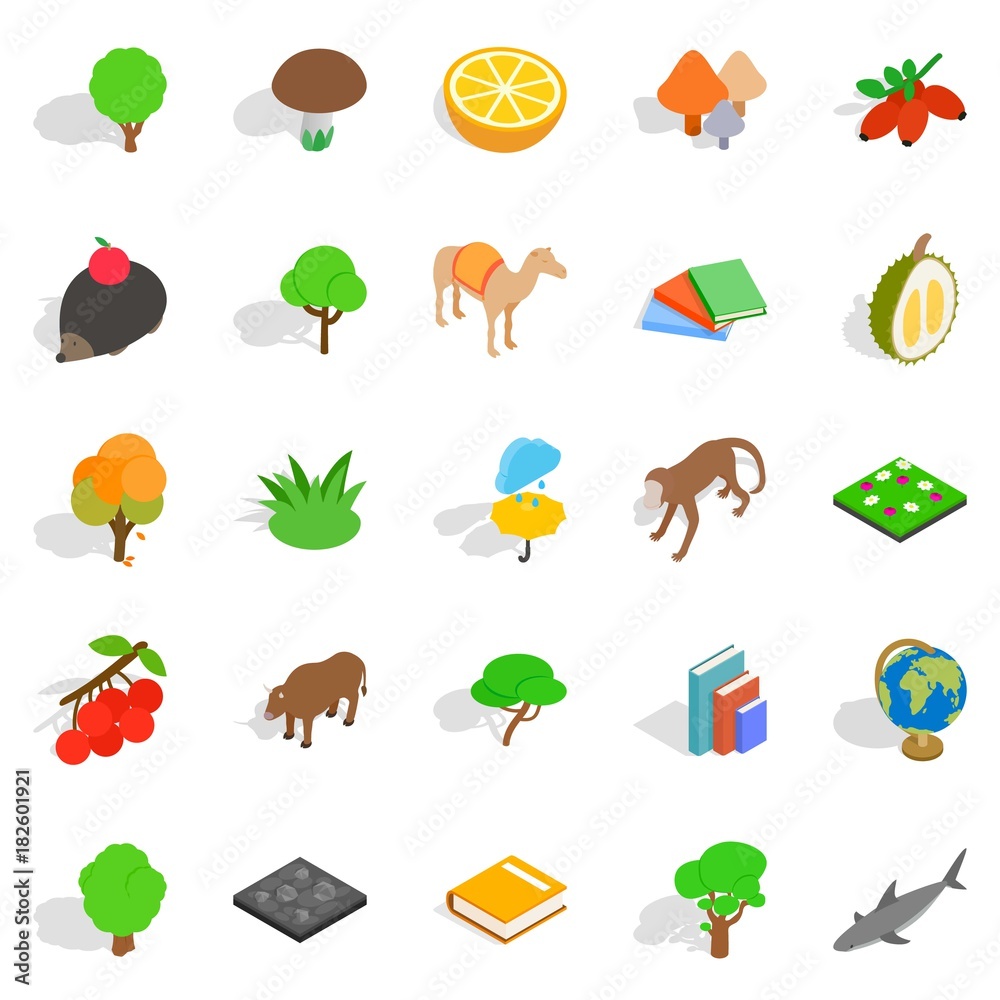 Naklejka premium Biology icons set, isometric style