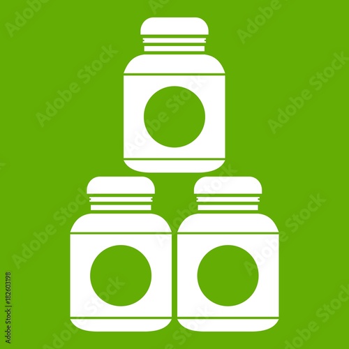 Sport nutrition containers icon green