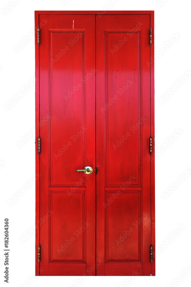 Fototapeta premium Traditional antique wooden door isolated on white background