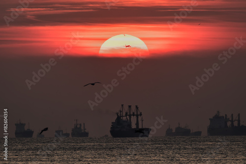 Sailing and Sunset Kadikoy, Istanbul, Turkey photo