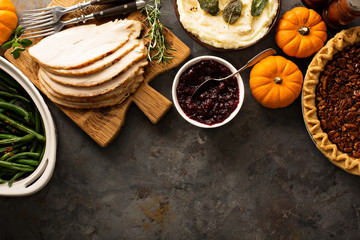Thanksgiving table overhead shot