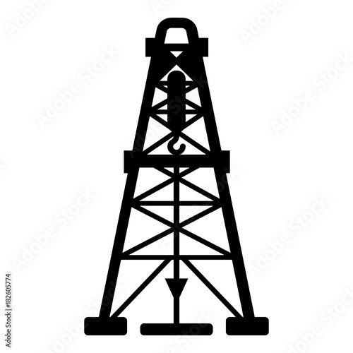Oil derrick icon, simple black style photo
