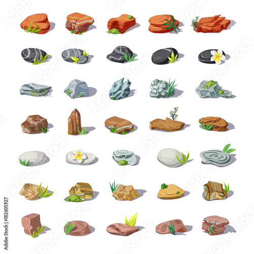 Cartoon Colorful Stones Set