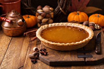 Pumpkin pie with whipped cream
