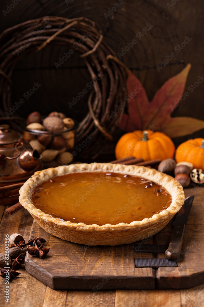 Pumpkin pie with whipped cream