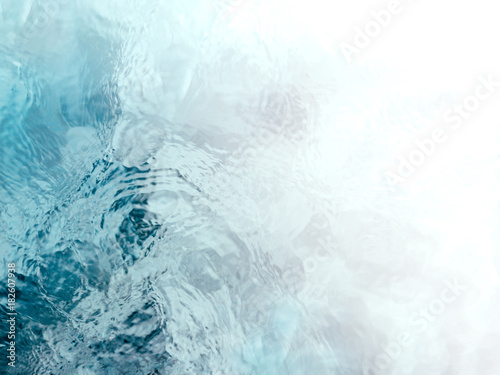 Painterly, tranquil, and meditative blue green flowing water background fade to white