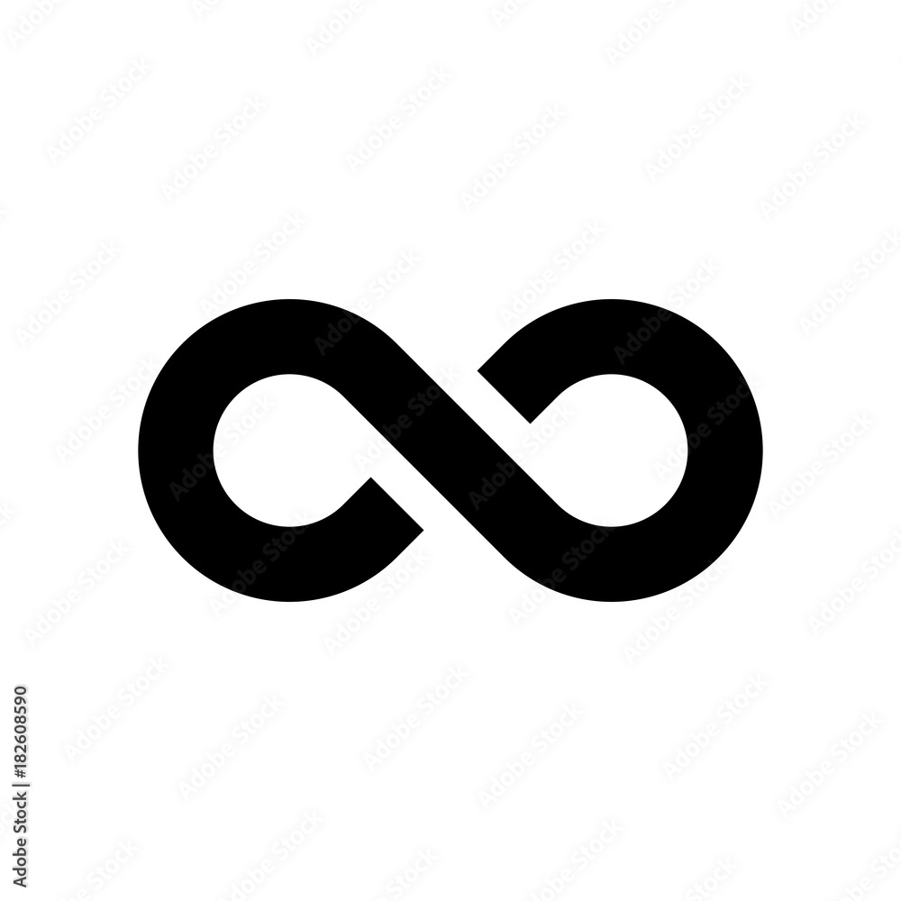 Black infinity symbol icon. Simple flat vector design element. Black infinity symbol icon. Simple flat vector design element.