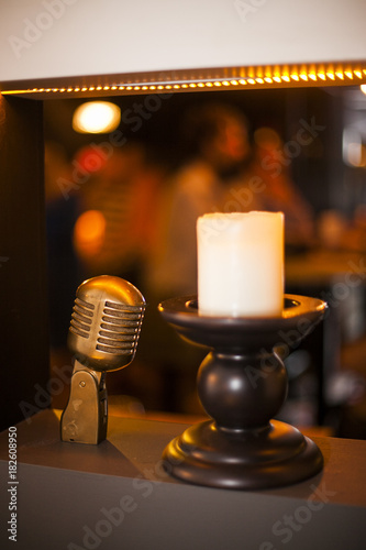 interior in a bar with a microphone