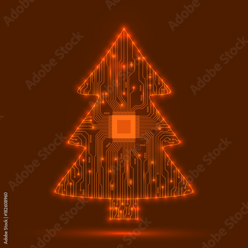 Electronic Christmas tree. Vector Christmas tree.