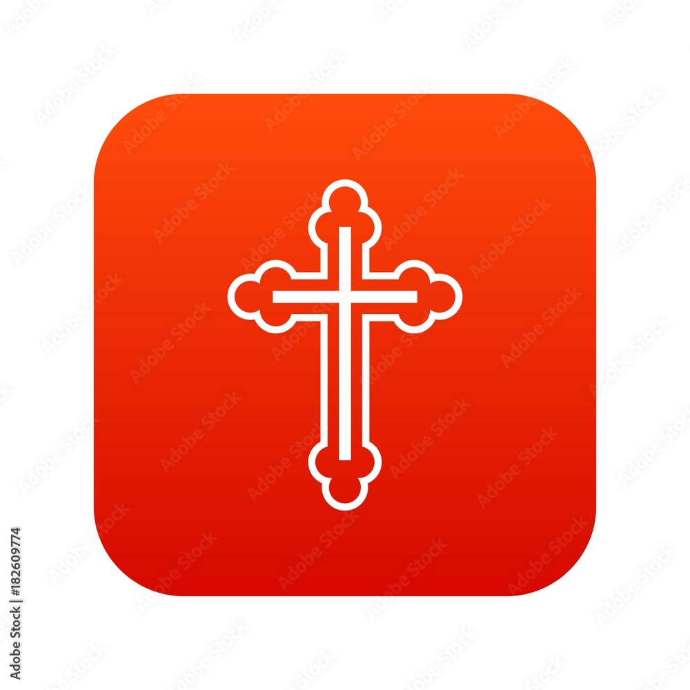 Fototapeta premium Crucifix icon digital red