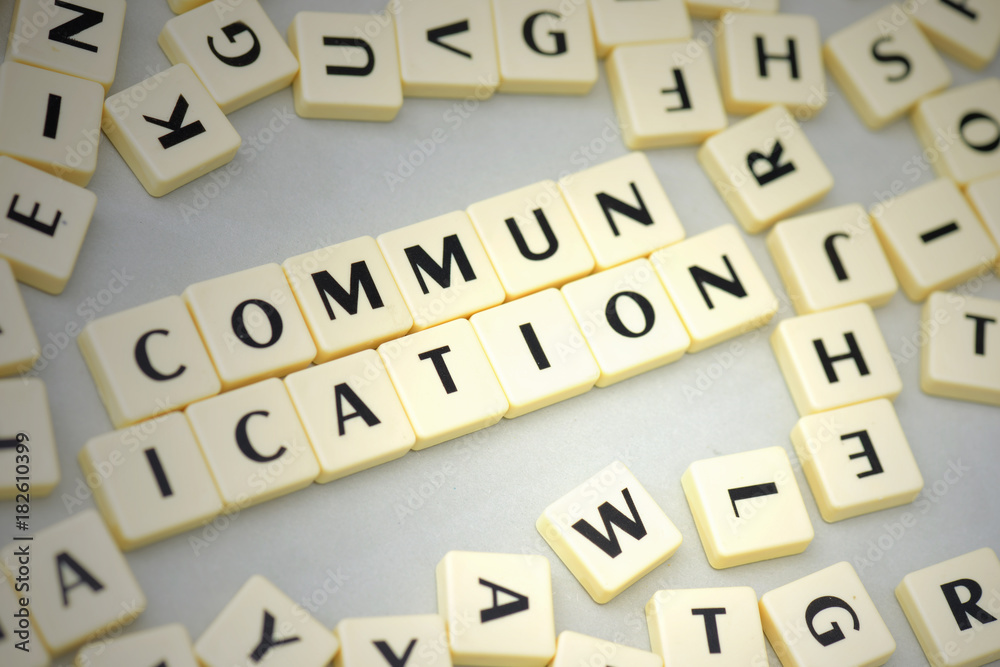 text communication on the gray background near the letters. text communication on the gray background near the letters.