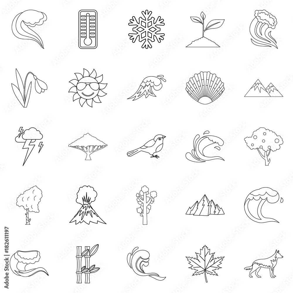 Environ icons set, outline style