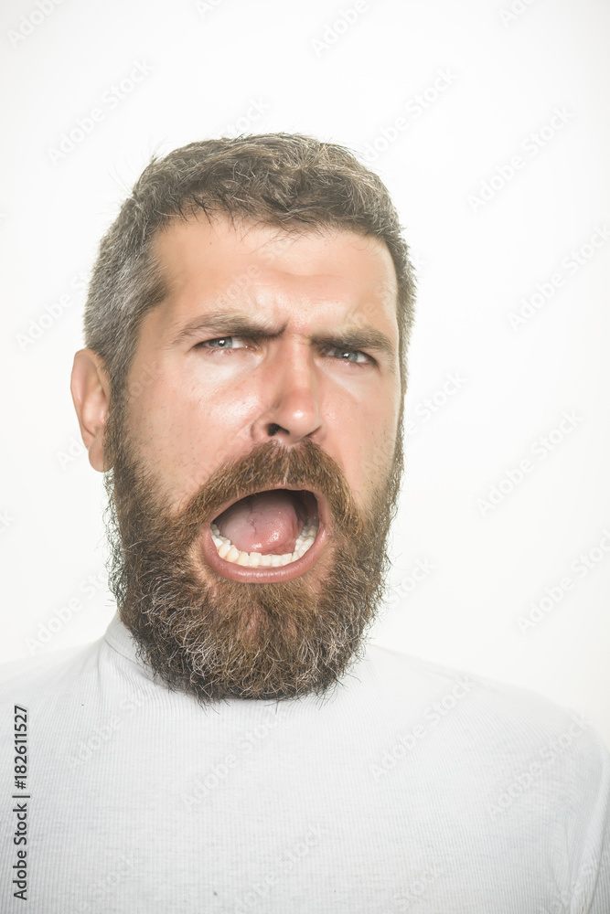 Guy or bearded man isolated on white background. Guy or bearded man isolated on white background.