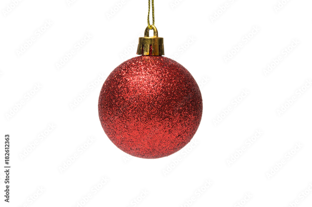 Red glitter christmas ball on white background Red glitter christmas ball on white background