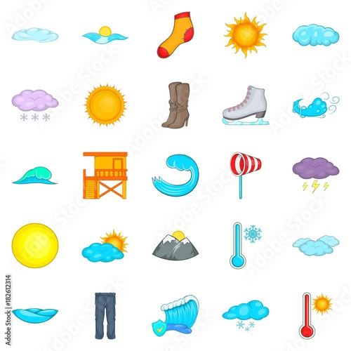 Clear weather icons set, cartoon style