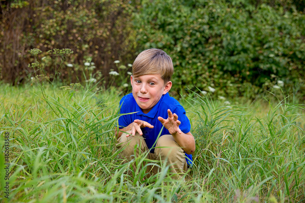 Boy playing in a park Boy playing in a park