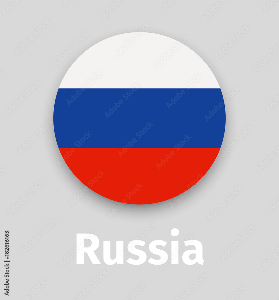 Russian flag, round icon with shadow Russian flag, round icon with shadow