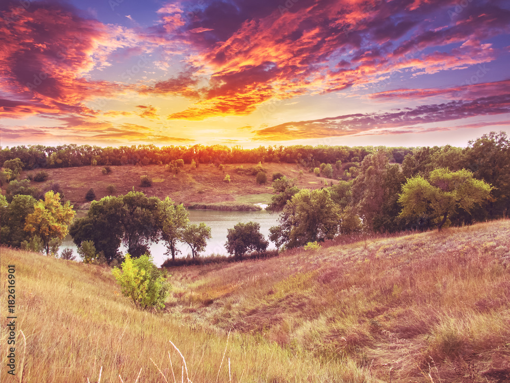 Naklejka premium Dokuchaevsky pond, lake, Rogan, Kharkiv region