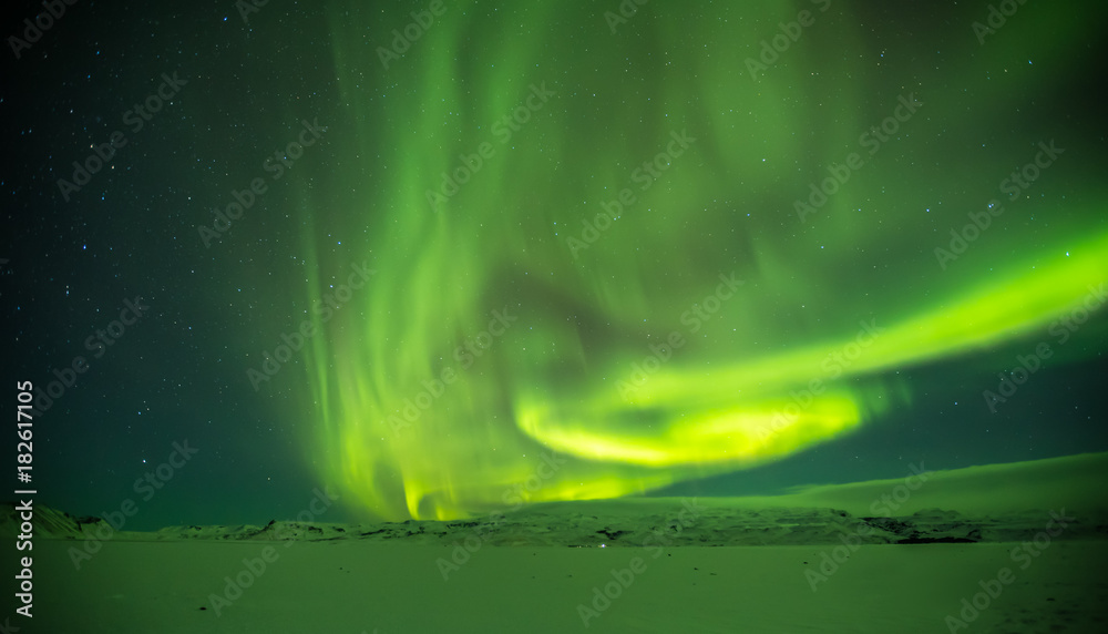 Beautiful aurora borealis in Iceland, shot in early winter period