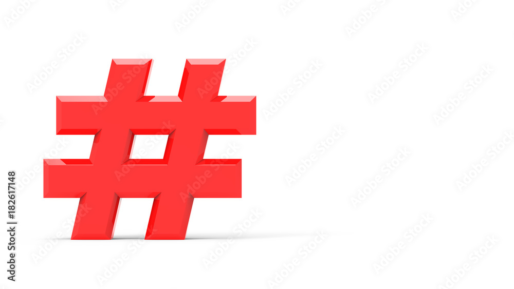 Fototapeta premium Hashtag Rouge coté gauche en 3D