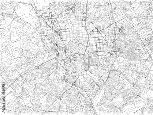 Strade di Madrid centro, cartina della città, Spagna. Stradario