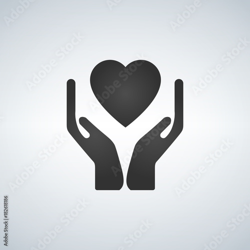 hands holding heart flat ic...