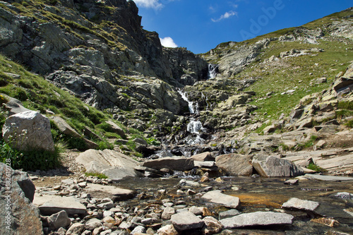 Amazing Landscape with waterfall near The Seven Rila Lakes, Bulgaria