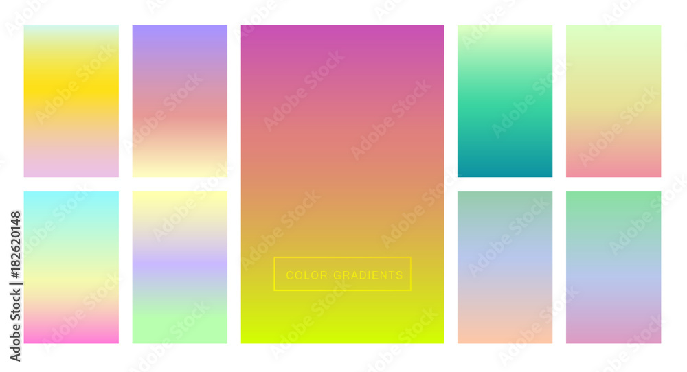 A set of color gradients for the background and wallpaper of the screen and screen. Modern design 