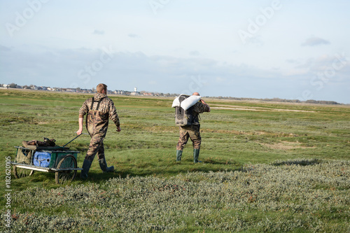 Vászonkép chasseurs en baie de Somme