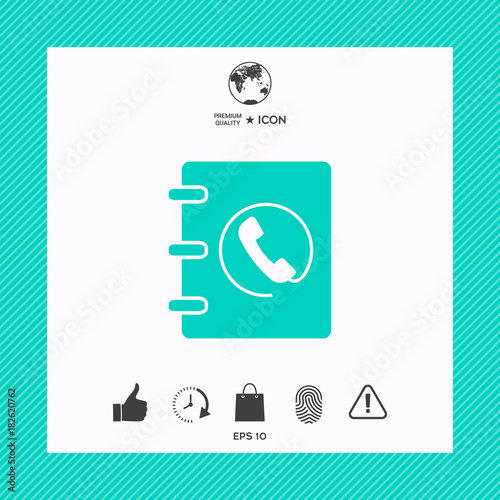 Notebook, address, phone book icon with handset symbol