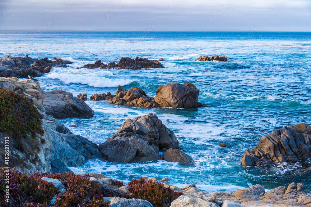 Seascape of Monterey Bay at sunset in Pacific Grove, California, USA Seascape of Monterey Bay at sunset in Pacific Grove, California, USA