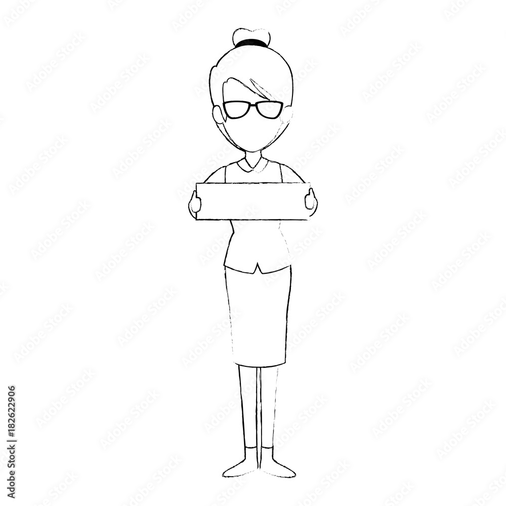 beautiful businesswoman with banner vector illustration design beautiful businesswoman with banner vector illustration design