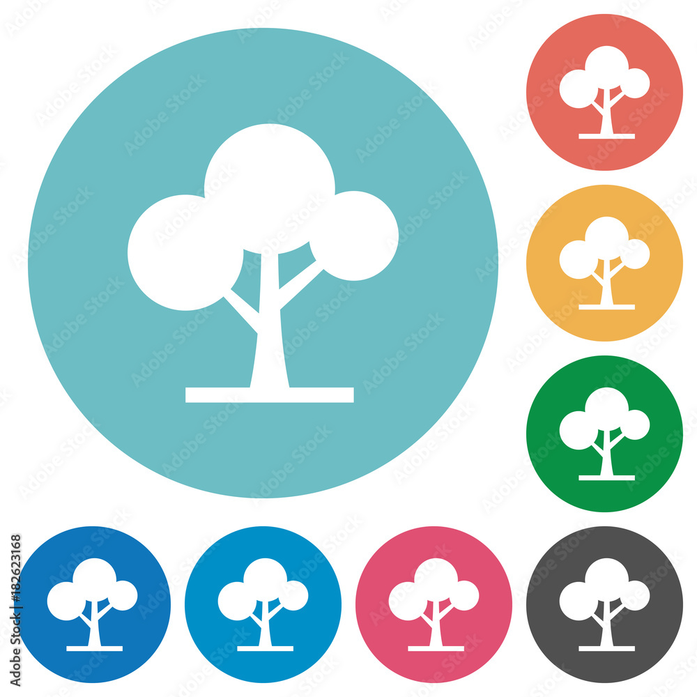 Obraz premium Leafy tree flat round icons