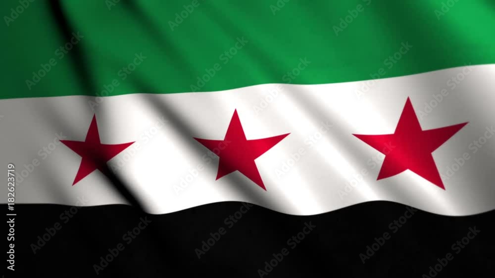 Syrian flag of Syria waving in the wind