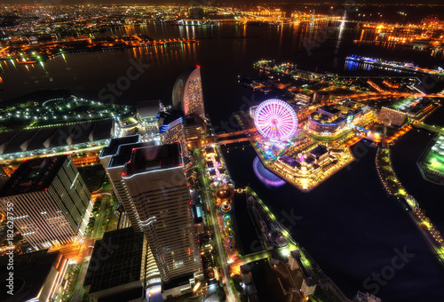 Yokohama Harbor Aerial View  Japan