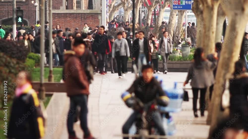 Slow Motion of Busy Street Traffic in Shanghai, China Slow Motion of Busy Street Traffic in Shanghai, China