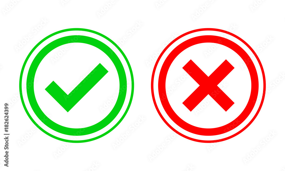 Yes and No check marks. Vector illustration. Yes and No check marks. Vector illustration.