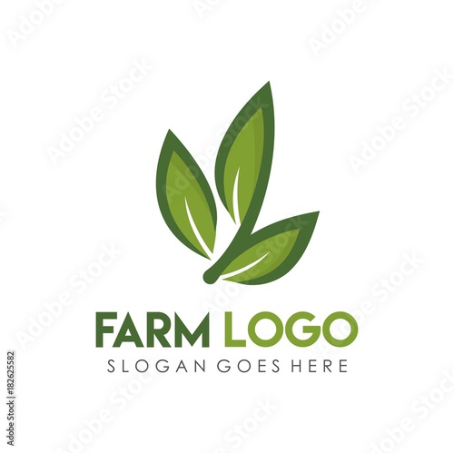 Leaf green, eco, and agriculture logo design template