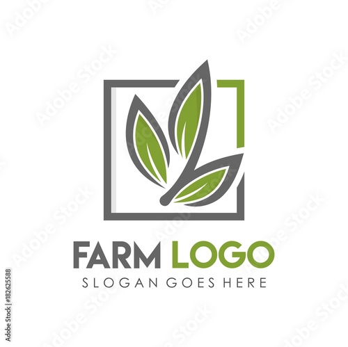 Leaf green, eco, and agriculture logo design template
