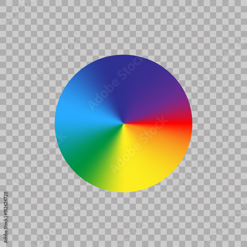 Spectrum color wheel on transparent background. Gradient rainbow circle color palette. Vector illustration