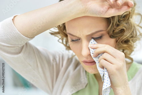 young woman crying